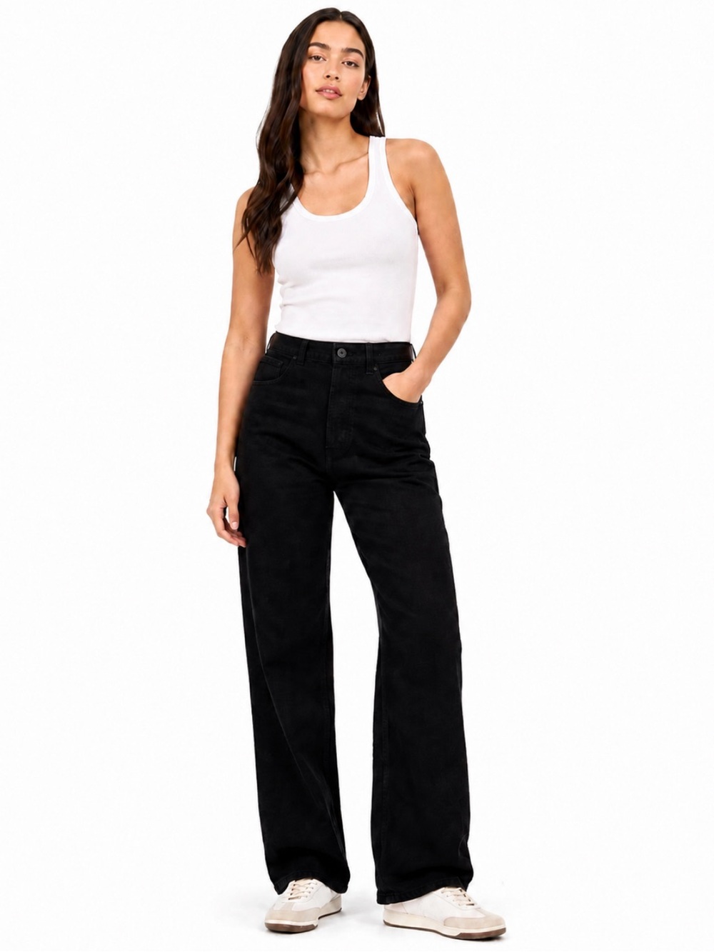 NWT! Outland Denim Ellie Super High Rise Wide Leg Jeans In Black Size 29